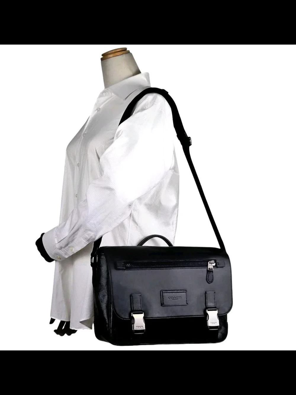Large Coach Black Calfskin Leather Messenger Bag (C2793) EXC COND!